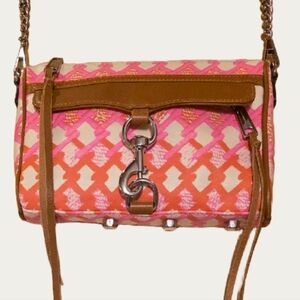 Rebecca Minkoff Mini MAC Geo Print Crossbody Bag, Orange & Pink Designer Clutch